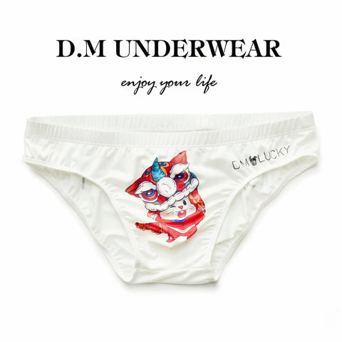 D.M Kitten White Briefs Ice Silk Sports Breathable D.M UNDERWEAR D.M Kitten White Briefs Ice Silk Sports Breathable D.M UNDERWEAR