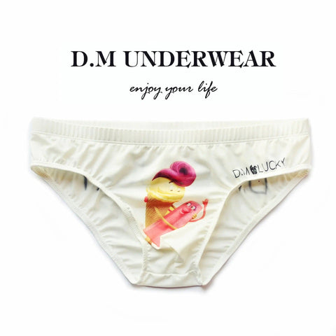 D.M Kitten White Briefs Ice Silk Sports Breathable D.M UNDERWEAR D.M Kitten White Briefs Ice Silk Sports Breathable D.M UNDERWEAR