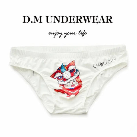 D.M Kitten White Briefs Ice Silk Sports Breathable D.M UNDERWEAR D.M Kitten White Briefs Ice Silk Sports Breathable D.M UNDERWEAR