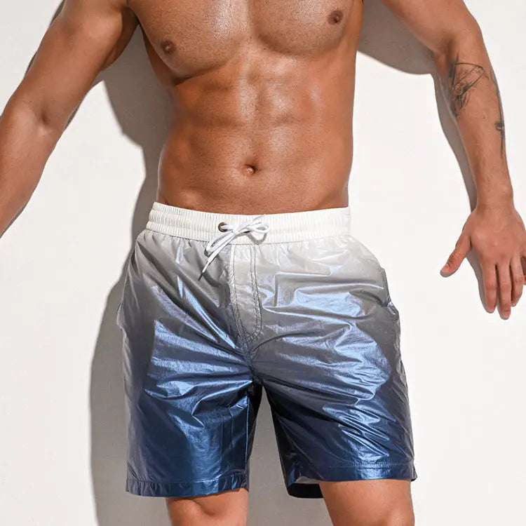 DESMIIT Men's Swim Shorts Trendy Beach Pants Casual Gradient DESMIIT