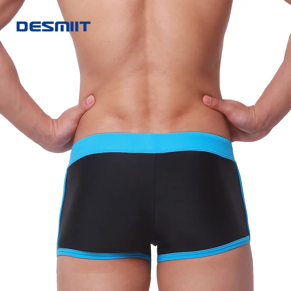 DESMIIT Men's Boxer Swimming Trunks Wide-Brimmed Low Waist DESMIIT