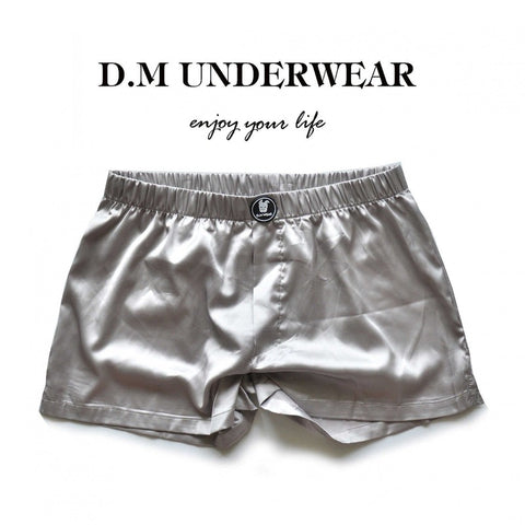 D.M Satin Smooth Men's Boxers - Low Rise Lounge Shorts Breathable Sleepwear