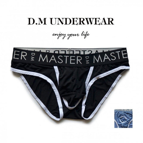 D.M Men's Sheer Mesh Briefs - Low Rise Icy Silk Underwear with Pouch Design