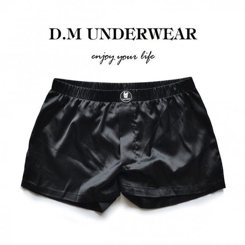 D.M Satin Smooth Men's Boxers - Low Rise Lounge Shorts Breathable Sleepwear