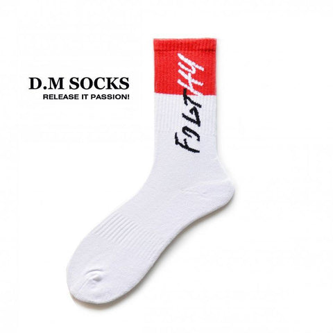 D.M Cushioned Basketball Socks for Men | Letter Print Terry Sport Socks