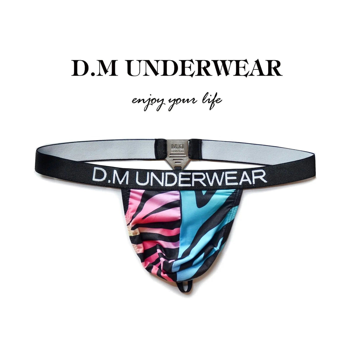 D.M Men's Leopard Zebra Letter Thong D.M UNDERWEAR