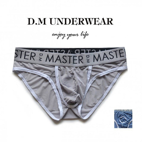 D.M Men's Sheer Mesh Briefs - Low Rise Icy Silk Underwear with Pouch Design