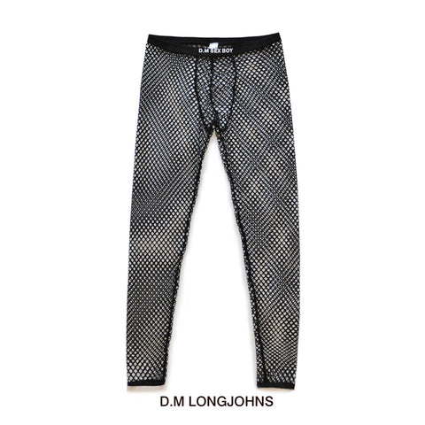 D.M mesh long johns breathable, trousers letter solid color