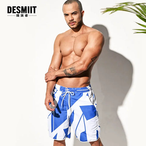 Desmiit Blue and White Printed Beach Pants D.M UNDERWEAR