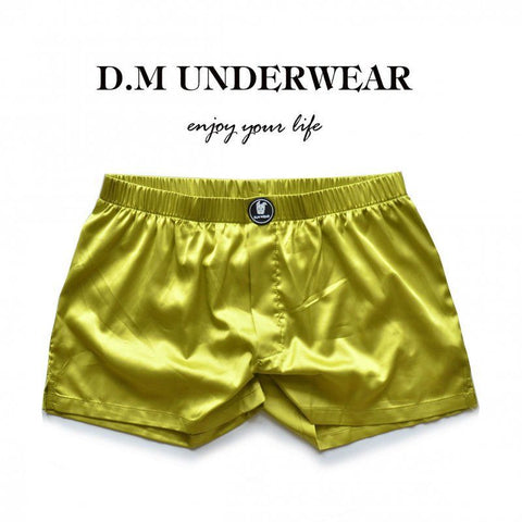 D.M Satin Smooth Men's Boxers - Low Rise Lounge Shorts Breathable Sleepwear