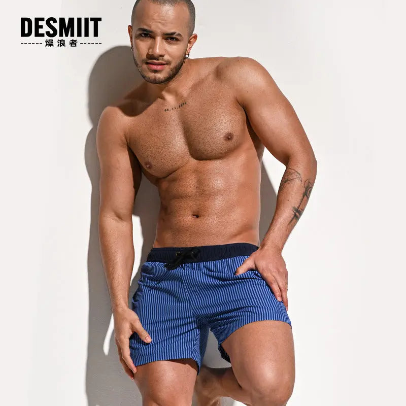 DESMIIT Men's Beach Shorts Loose Swim Shorts Sports Personalized DESMIIT