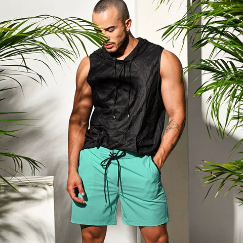 Desmiit Beach Pants Solid Color Swimming Trunks Sports Shorts D.M UNDERWEAR