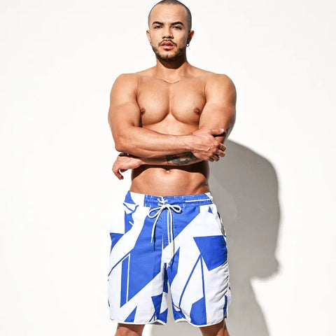 Desmiit Blue and White Printed Beach Pants D.M UNDERWEAR