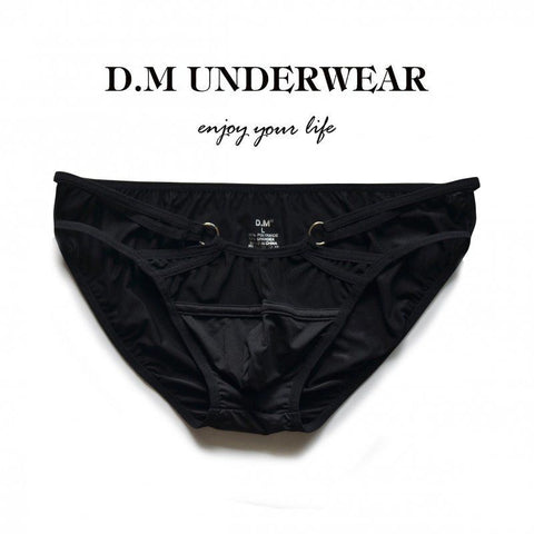 D.M Sexy Solid Color Mesh Sexy Briefs