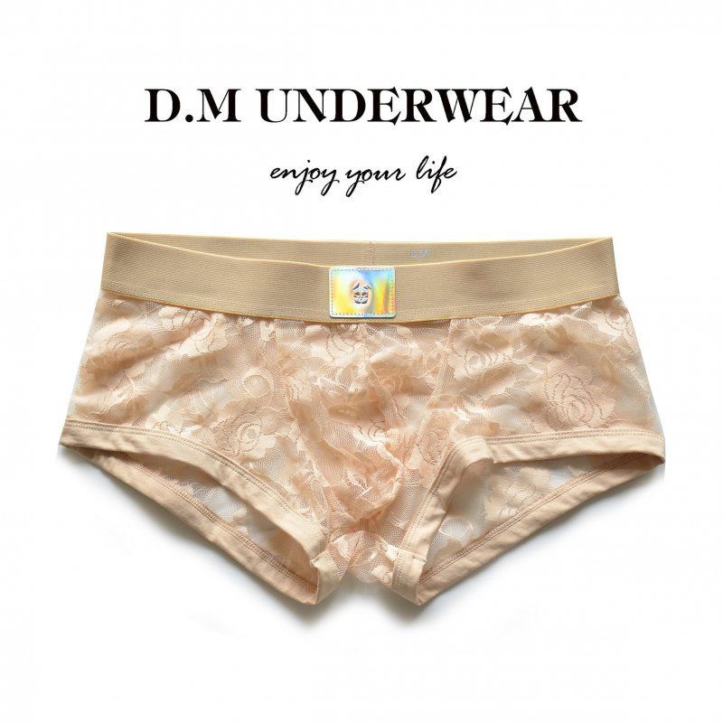 D.M men's underwear lace mesh sex boxers