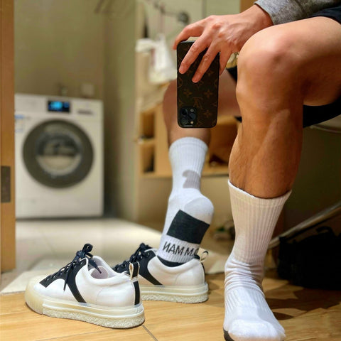 D.M Cotton Crew Socks– Breathable Sport Socks with Cushioned Sole