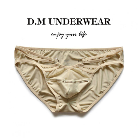 D.M Sexy Solid Color Mesh Sexy Briefs