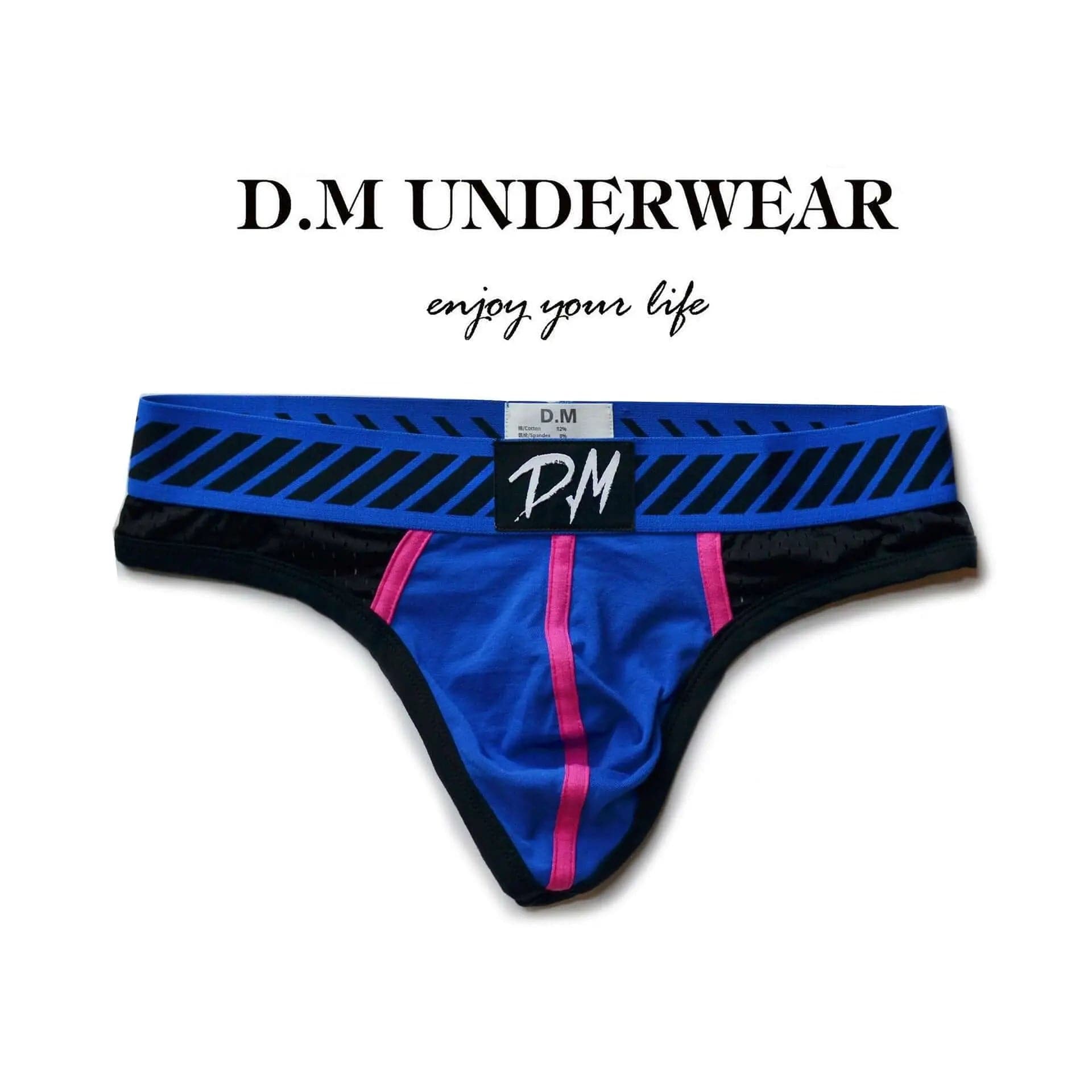 D. M Men's Underwear Color Matching Mesh Thong D.M UNDERWEAR