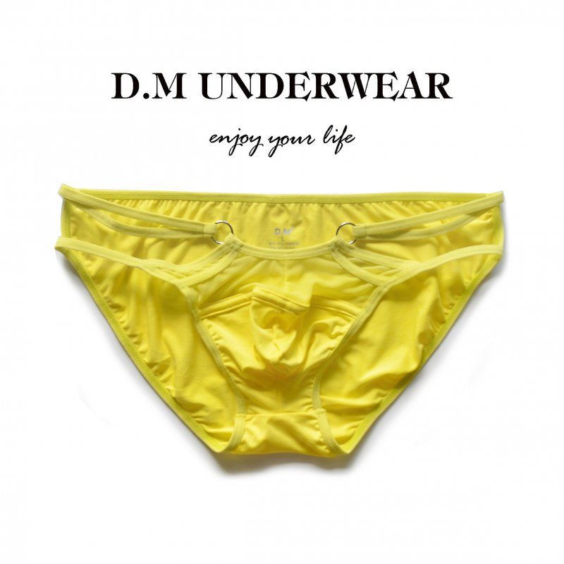 D.M Sexy Solid Color Mesh Sexy Briefs