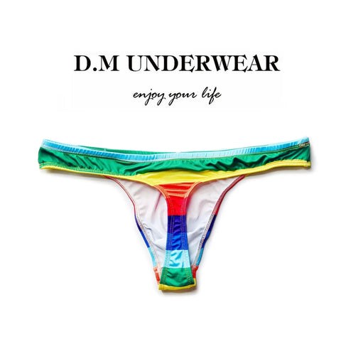 D.M Men's Underwear Rainbow Multi-color Thong D.M UNDERWEAR