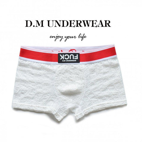 D.M Men's Lace Mesh Boxers Sexy Letters