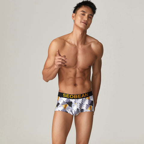 Seobean Christmas Men's Boxer Panties Hibin Print