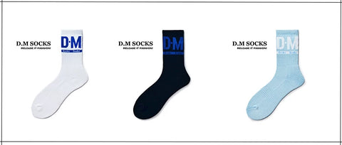 D.M men's socks, sports, medium tube socks, breathable cotton socks