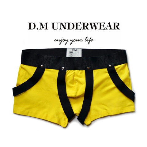 D.M Low Waist Sexy Boxers Black and White Rings D.M UNDERWEAR
