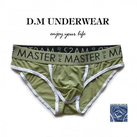 D.M Men's Sheer Mesh Briefs - Low Rise Icy Silk Underwear with Pouch Design