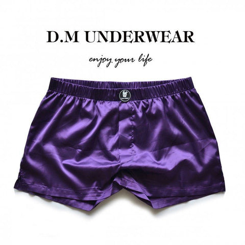 D.M Satin Smooth Men's Boxers - Low Rise Lounge Shorts Breathable Sleepwear