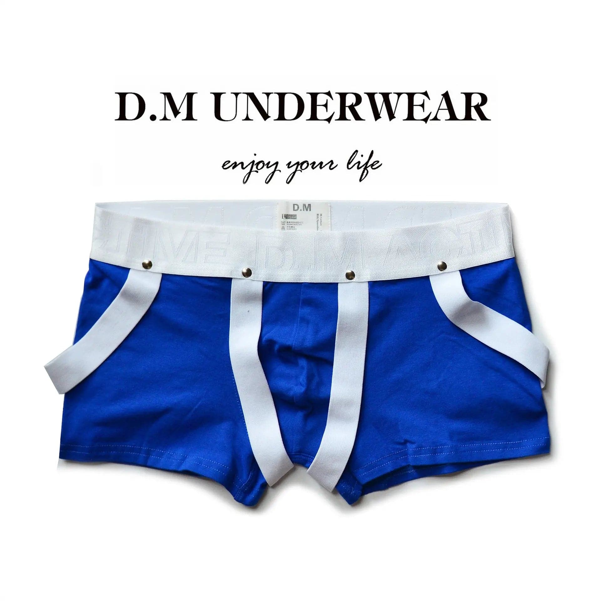 D.M Low Waist Sexy Boxers Black and White Rings D.M UNDERWEAR