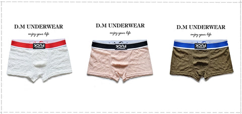 D.M Men's Lace Mesh Boxers Sexy Letters