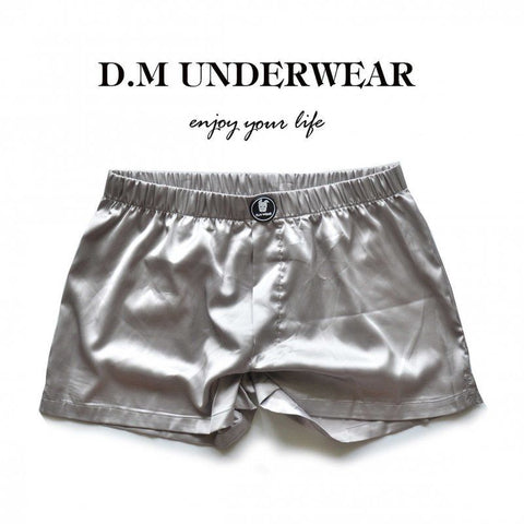 D.M Satin Smooth Men's Boxers - Low Rise Lounge Shorts Breathable Sleepwear