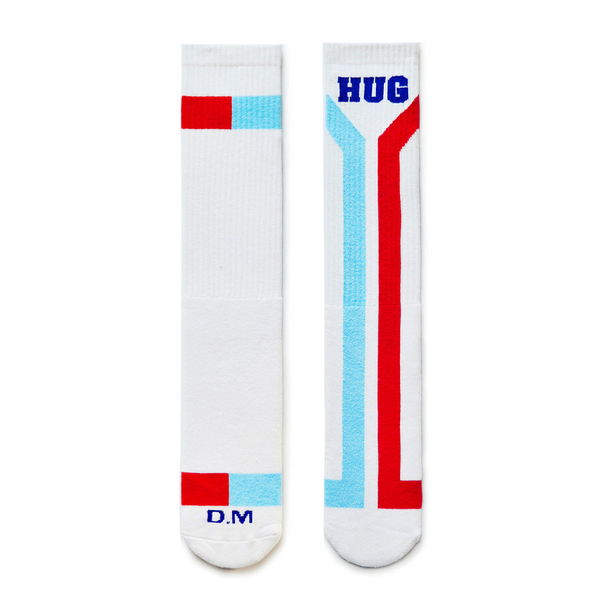 D.M Color Block High Socks - Soccer Football Socks Thick Terry Cotton Crew