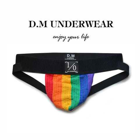D.M Men's Underwear Low Waist Sexy Rainbow Thong D.M UNDERWEAR