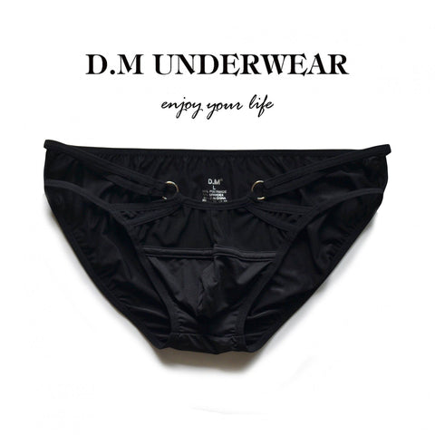 D.M Sexy Solid Color Mesh Sexy Briefs