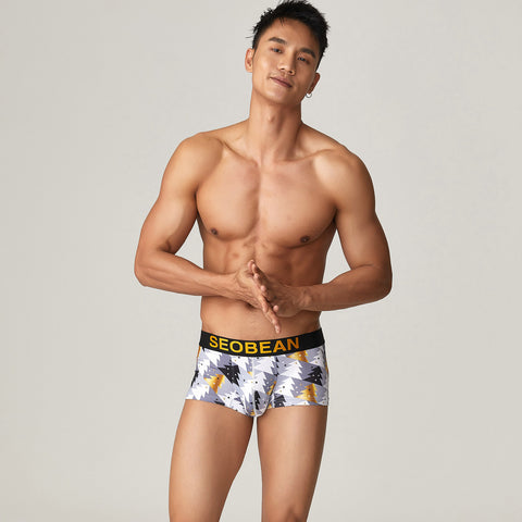 Seobean Christmas Men's Boxer Panties Hibin Print