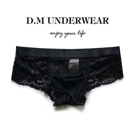 D.M Men's Panties, Low Waist, Lace, Mesh, Thong