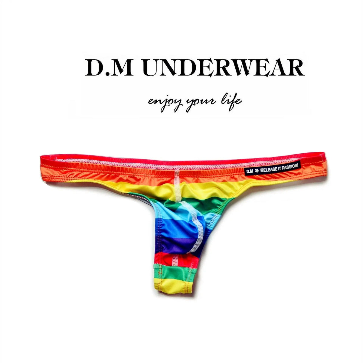 D.M Men's Underwear Rainbow Multi-color Thong D.M UNDERWEAR