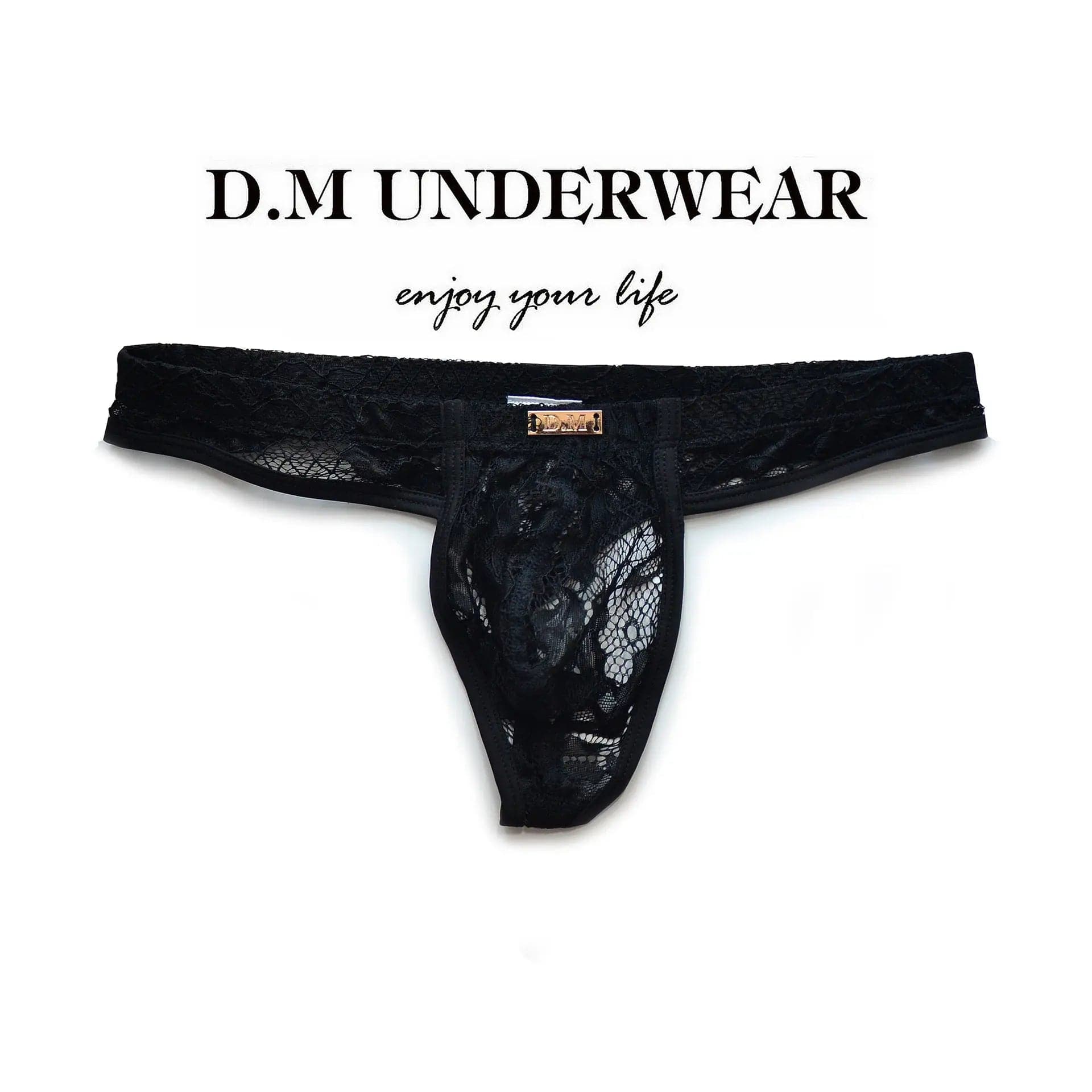 D.M Underwear Black Lace Thongs for men - D.M UNDERWEAR