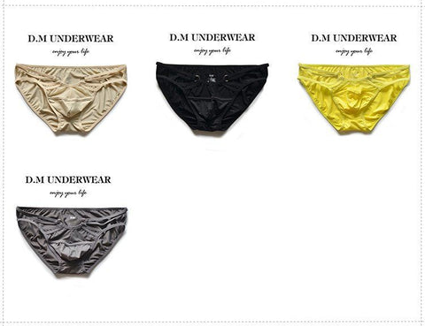 D.M Sexy Solid Color Mesh Sexy Briefs