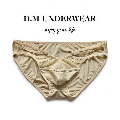 D.M Sexy Solid Color Mesh Sexy Briefs