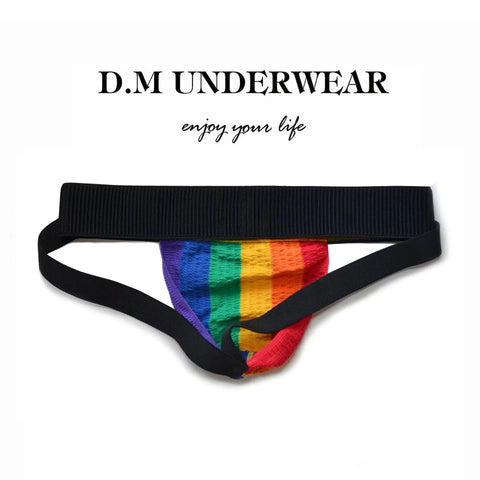 D.M Men's Underwear Low Waist Sexy Rainbow Thong D.M UNDERWEAR