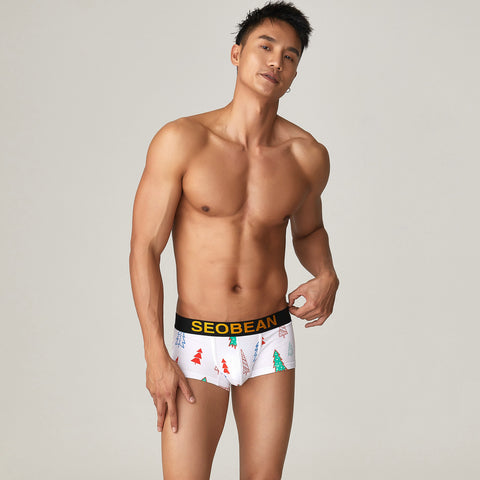 Seobean Christmas Men's Boxer Briefs Letter Print