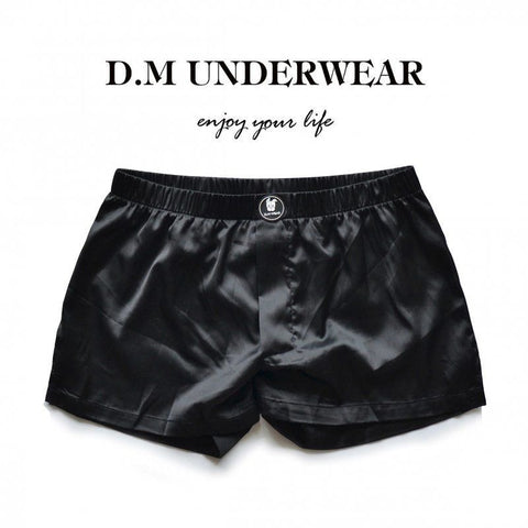 D.M Satin Smooth Men's Boxers - Low Rise Lounge Shorts Breathable Sleepwear