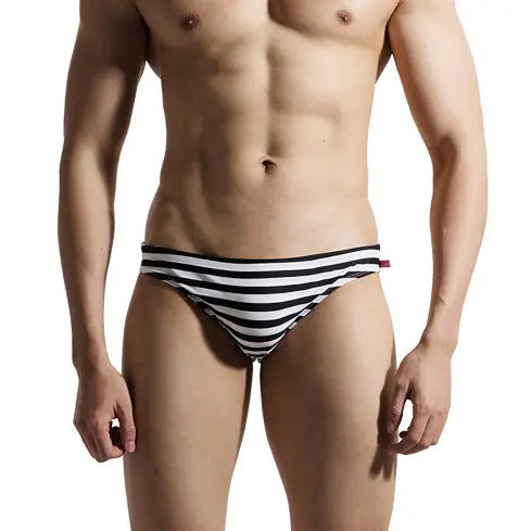 DESMIIT Men's Striped Swim Briefs Fashion DESMIIT