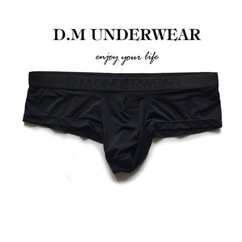 D.M Men's Sheer Mesh Thong - Low Rise Icy Silk G-String with Pouch