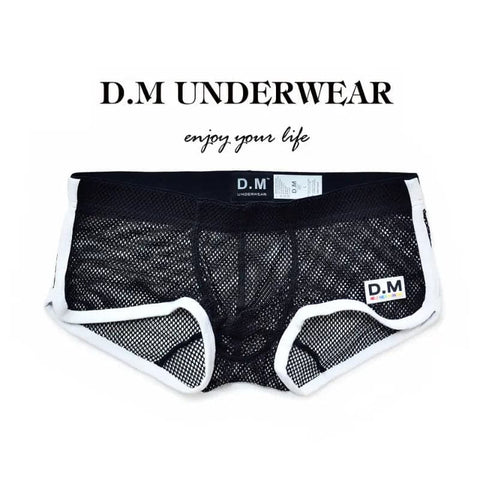 D.M Men's Boxer Briefs Mesh Sexy Breathable See-through D.M UNDERWEAR