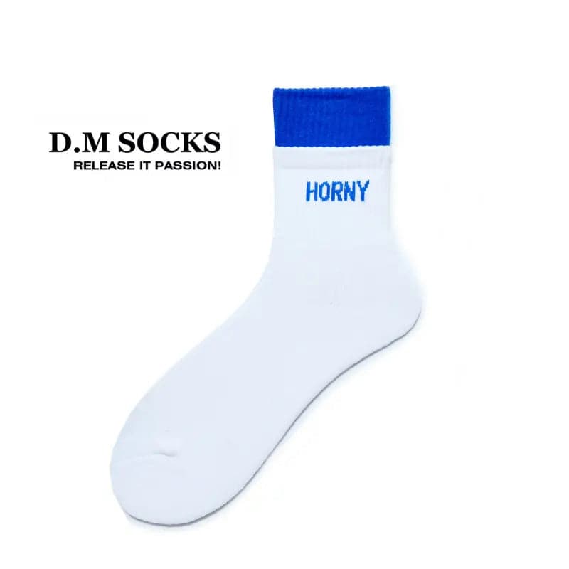 D.M Men's Socks Tube Socks Color Matching Terry Sports Letters D.M UNDERWEAR