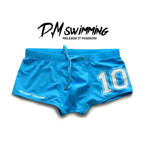 D.M Men's Swimming Trunks Low Waist Sexy Letter Printing Tether D.M UNDERWEAR
